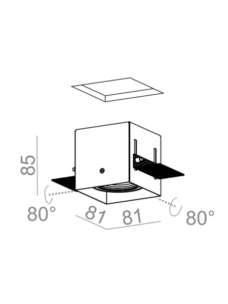 Spot  SQUARES 50x1 trimless 230V Phase-Control wpuszczany czarny struktura 37011-0000-U8-PH-12