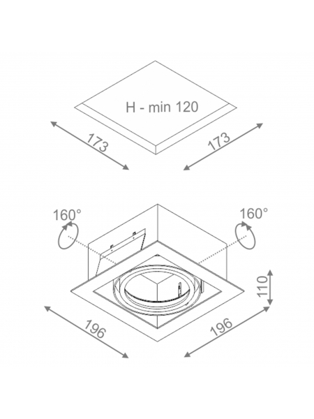 Spot SQUARES 111x1 230V Phase-Control wpuszczany biały struktura QS 35011-0000-U8-PH-13